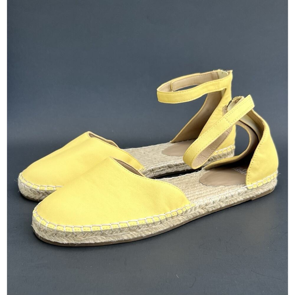 EILEEN FISHER Lala Nappa Leather Espadrille Flat Yellow Women's Size 10 US